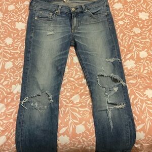 rag & bone Distressed Blue Boyfriend Jeans